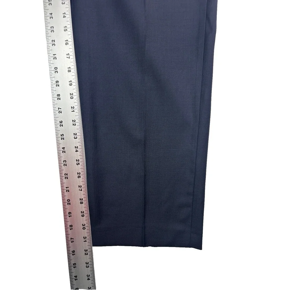 Hickey Freeman 46R 40x32 Navy Blue 2pc Pant Suit All Season Wool Flat Front USA